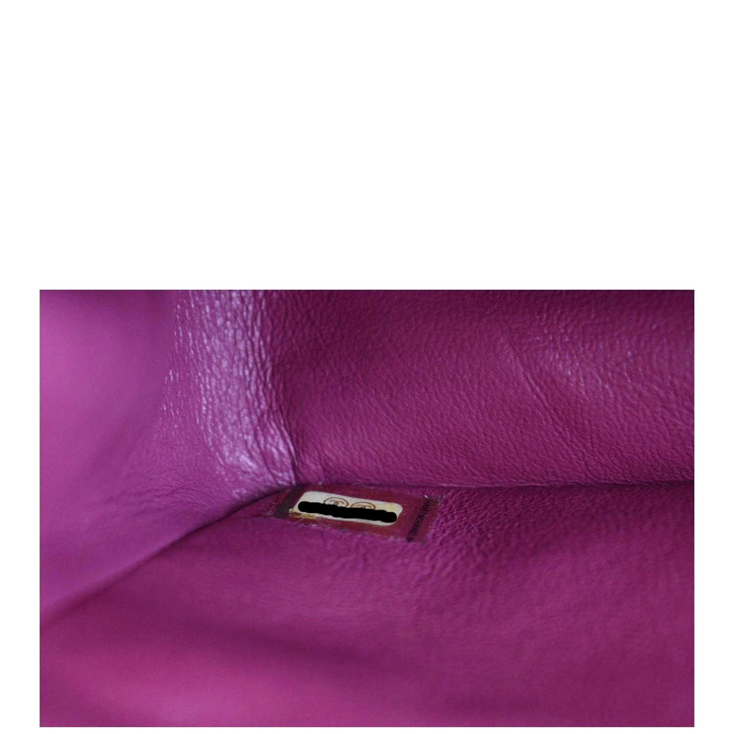 CHANEL Classic Double Flap Medium Quilted Patent Leather Shoulder Bag Dark Pink