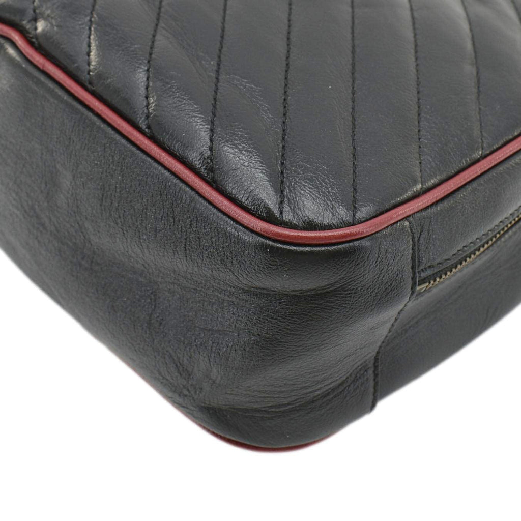 GUCCI GG Marmont Diagonal Leather Bamboo Top Handle Crossbody Bag Black 602270