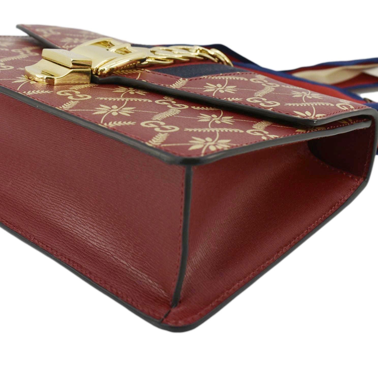 GUCCI Sylvie Small Printed Leather Satchel Bag Red 524405