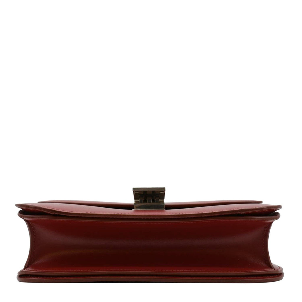 CELINE Classic Box Medium Leather Flap Shoulder Bag Red