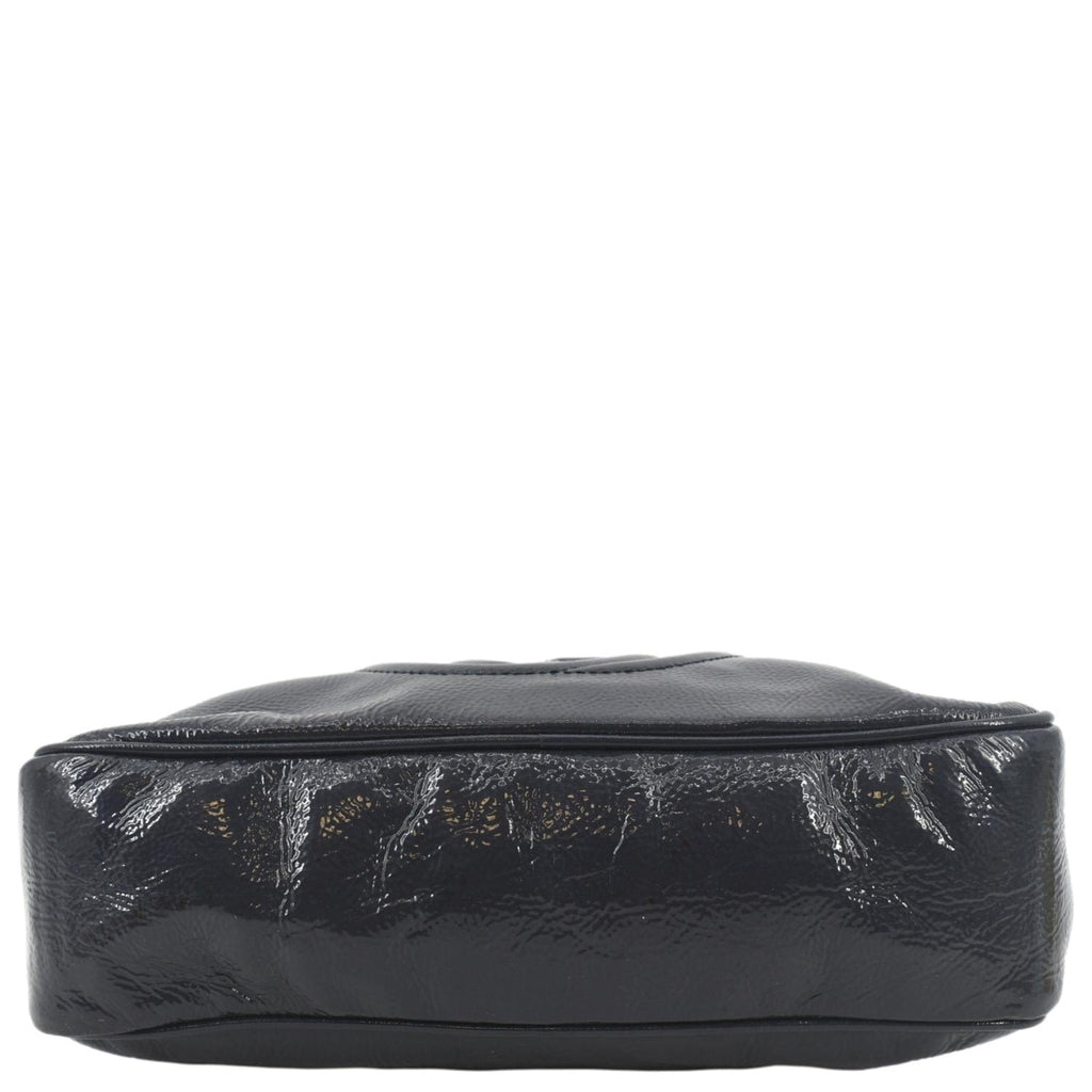 GUCCI Soho Leather Chain Shoulder Bag Navy Blue 308983