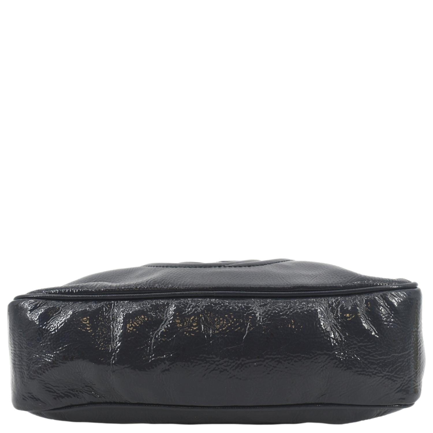 GUCCI Soho Leather Chain Shoulder Bag Navy Blue 308983