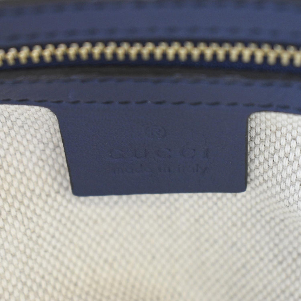 GUCCI Soho Leather Chain Shoulder Bag Navy Blue 308983