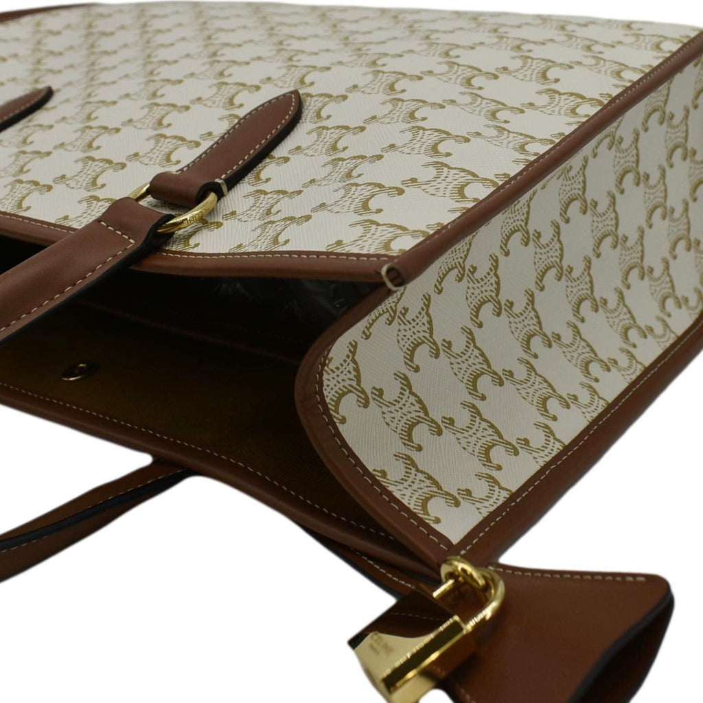 CELINE Horizontal Cabas Triomphe Canvas Tote Cream