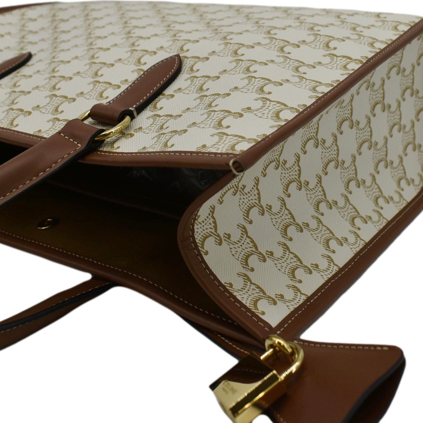 CELINE Horizontal Cabas Triomphe Canvas Tote Cream