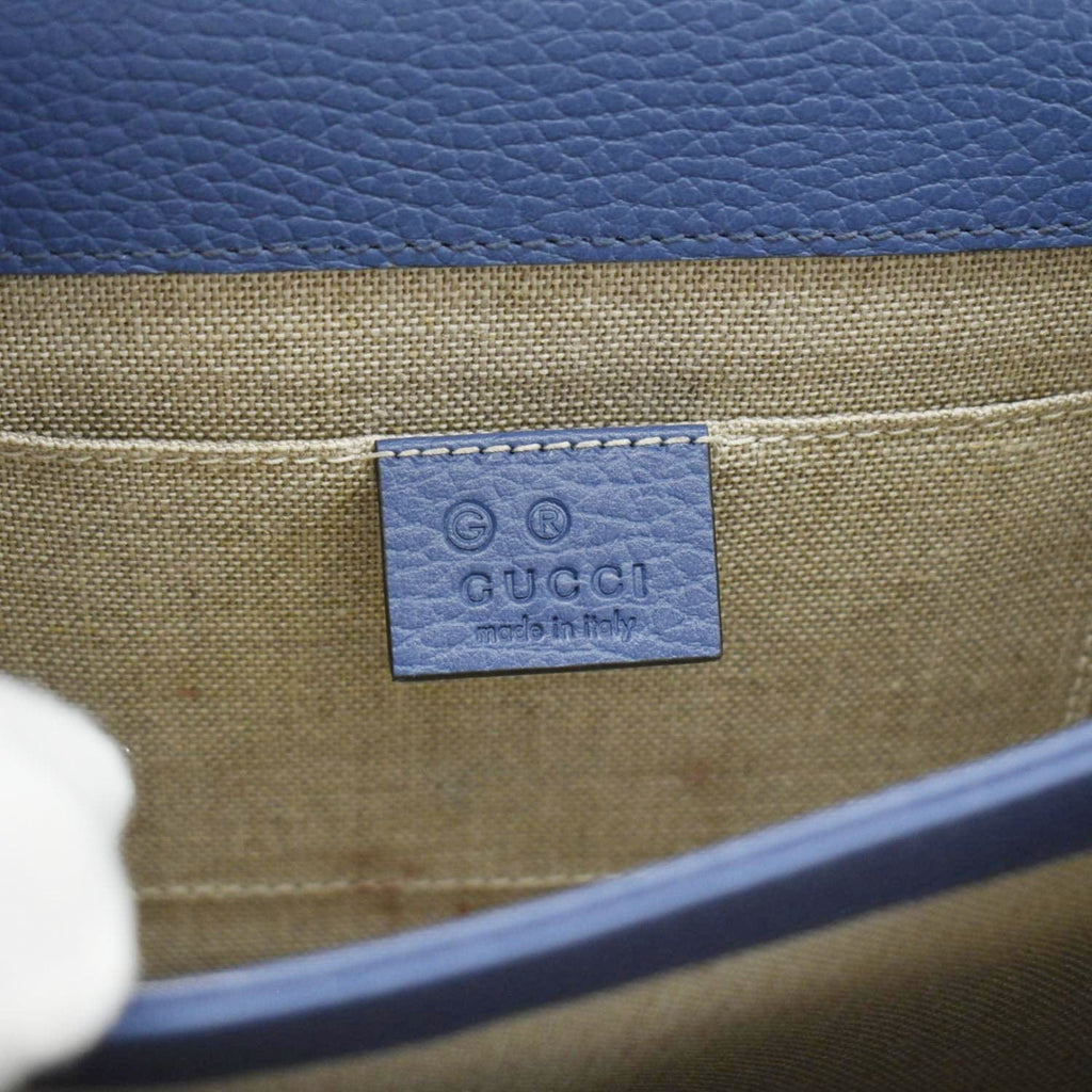 GUCCI Interlocking GG Leather Crossbody Bag Blue 510304