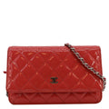 CHANEL WOC Quilted Patent Leather Crossbody Bag Red