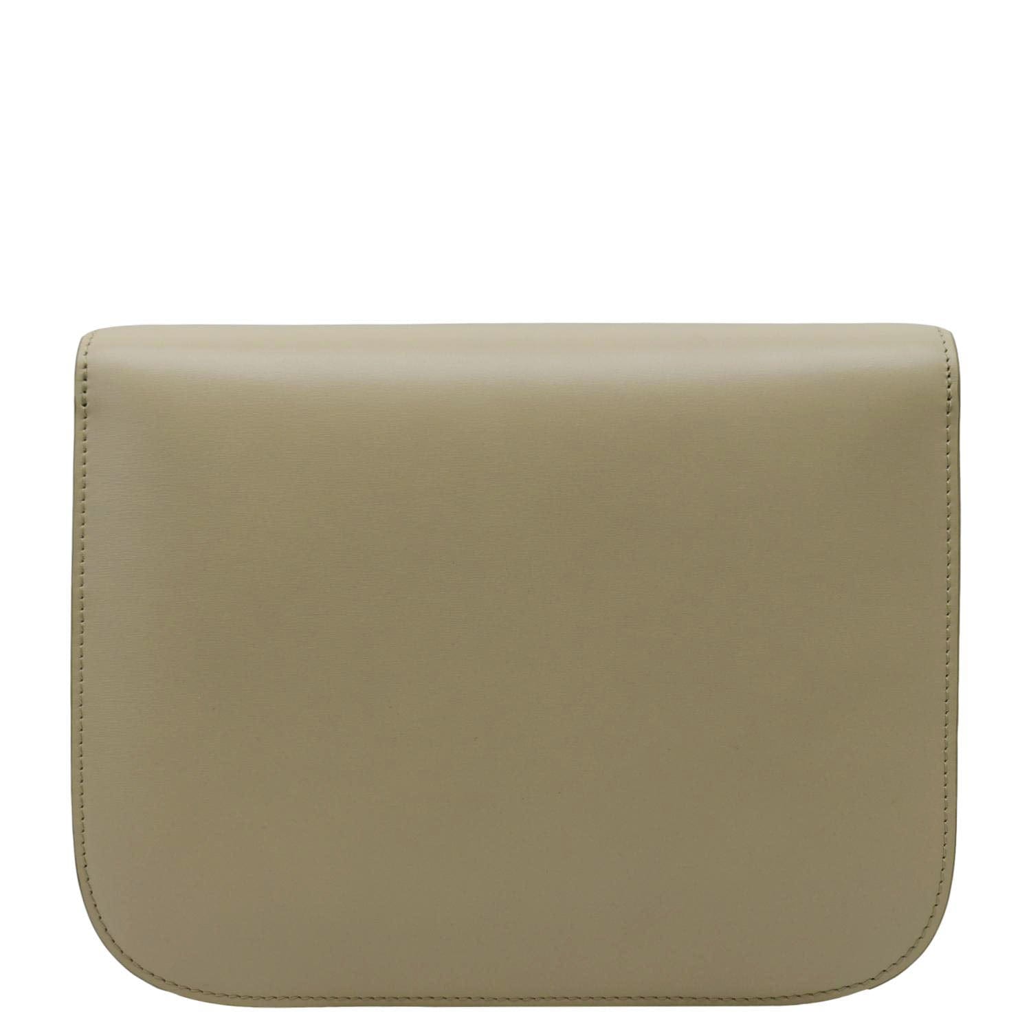 CELINE Classic Box Medium Leather Flap Shoulder Bag Greige