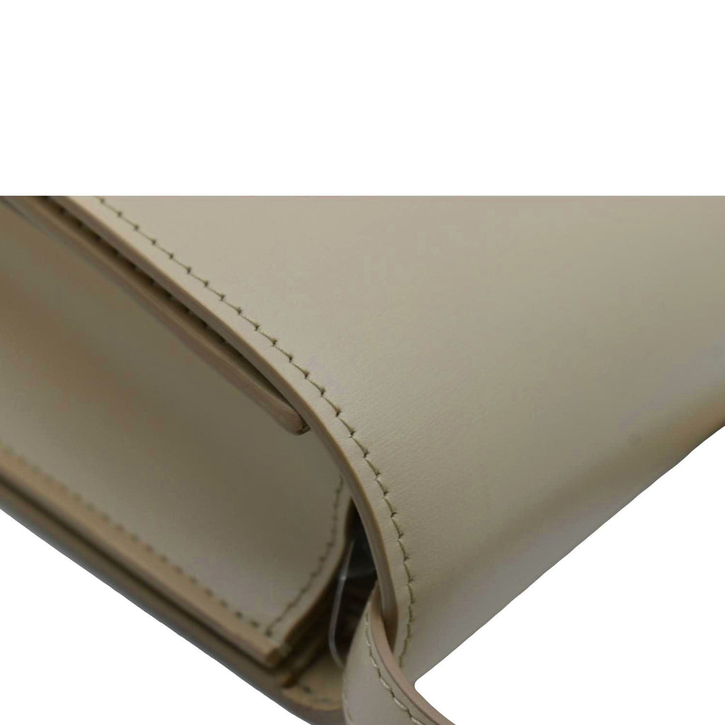 CELINE Classic Box Medium Leather Flap Shoulder Bag Greige