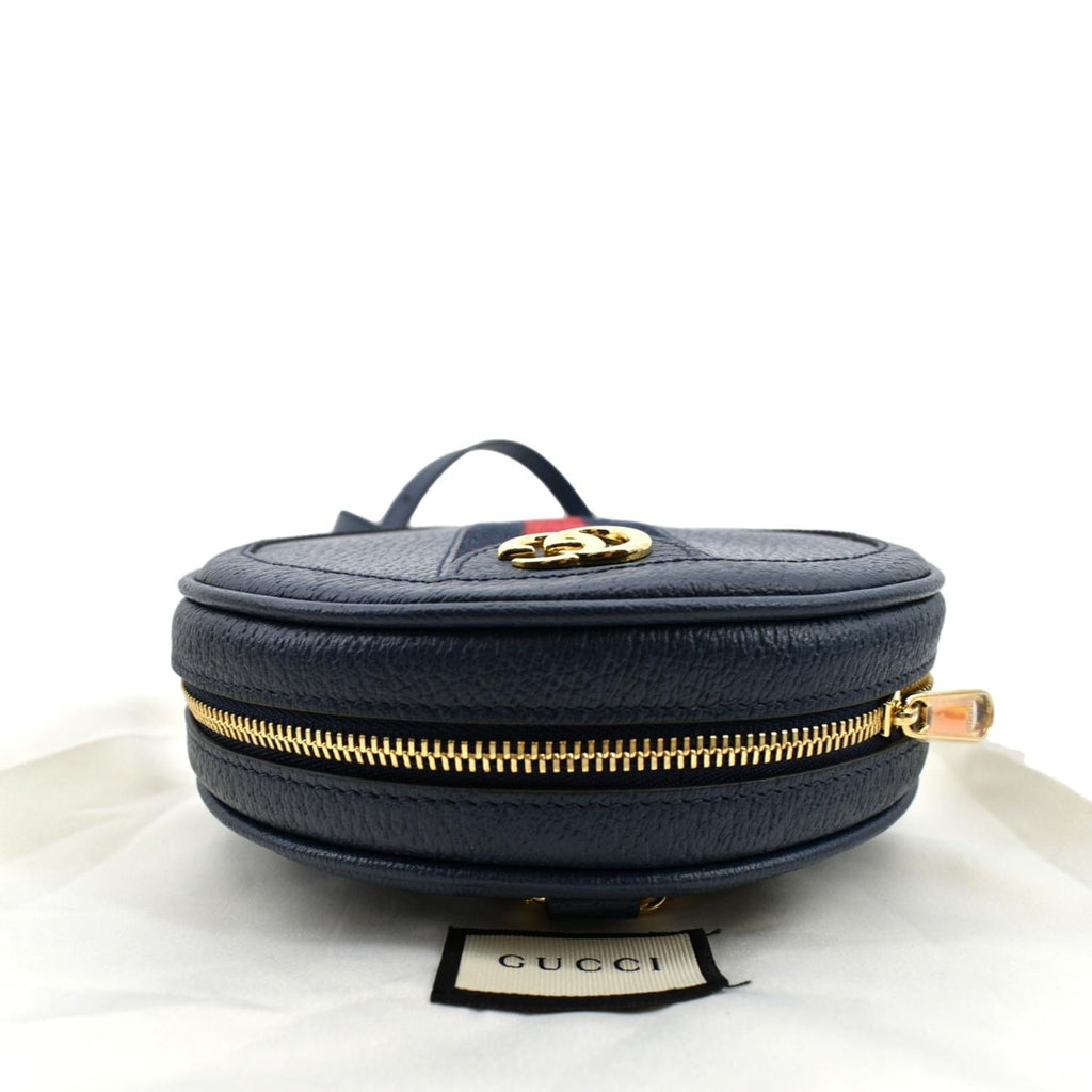 GUCCI Ophidia Mini GG Round Web Monogram Leather Backpack Bag Blue 598661