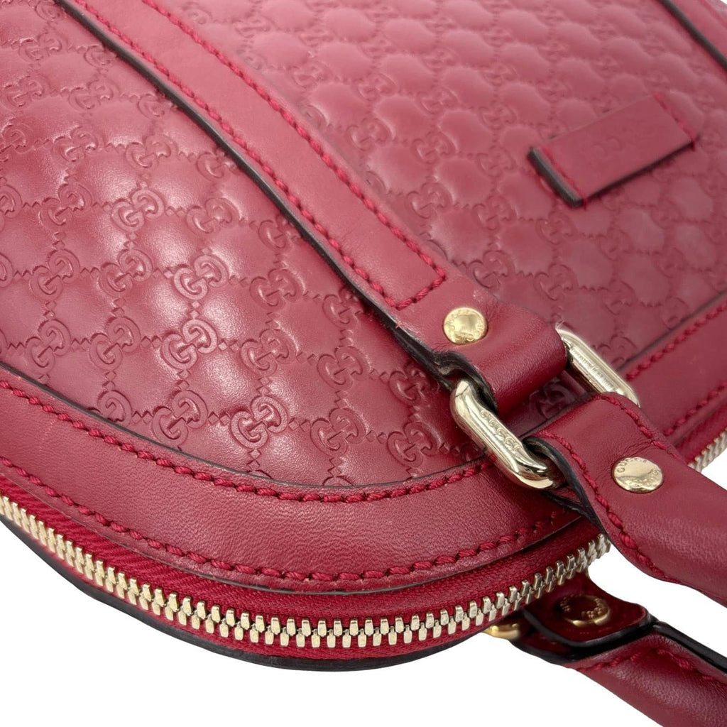 GUCCI Dome Mini Embossed Leather Crossbody Bag Red 449654