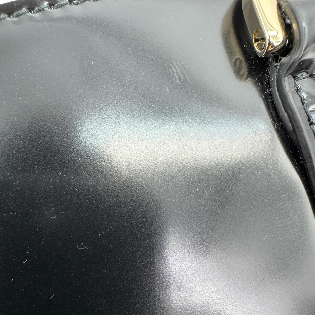 GUCCI Bamboo Top Handle Mini Leather Tote Bag Black 805832