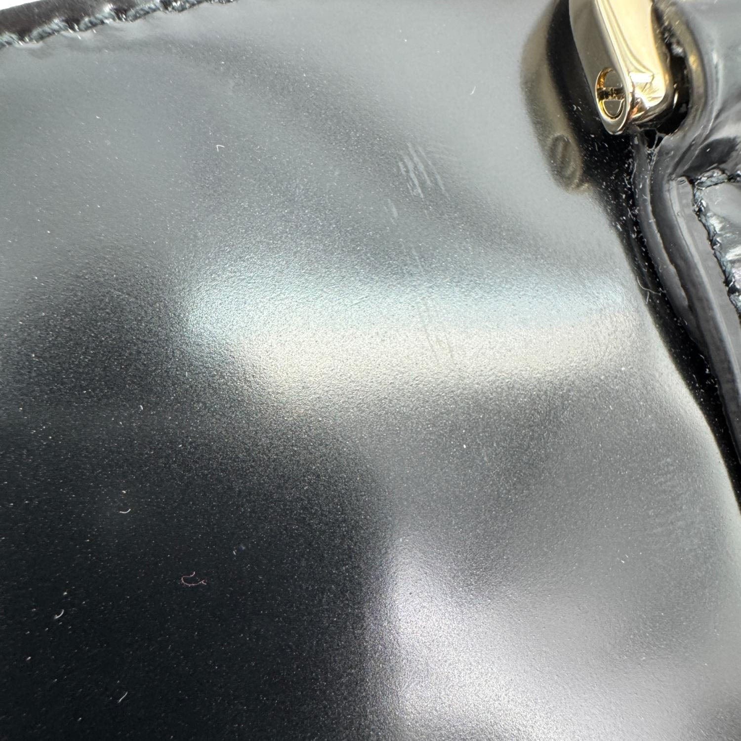 GUCCI Bamboo Top Handle Mini Leather Tote Bag Black 805832