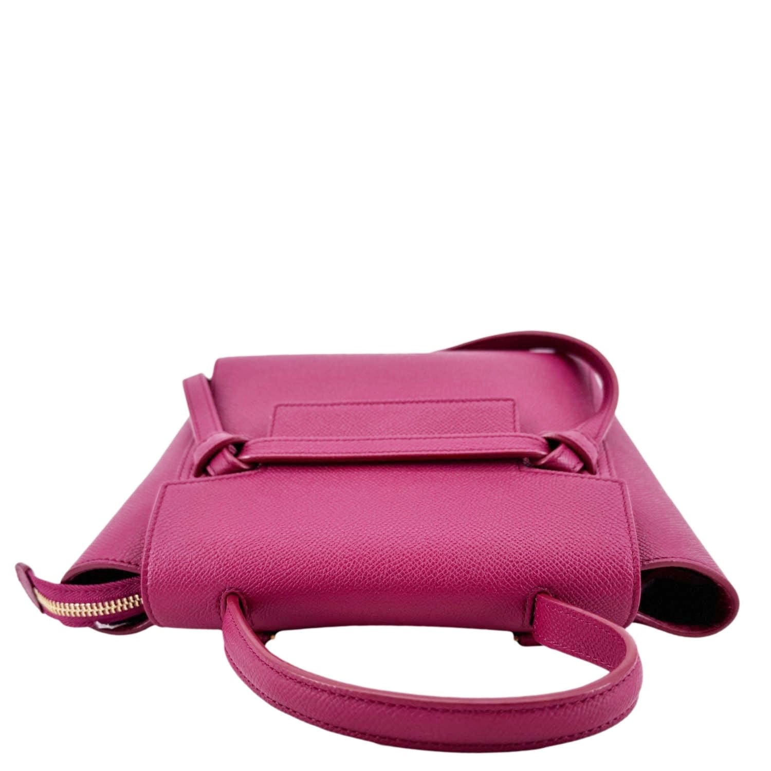 CELINE Micro Belt Grained Calfskin Leather Shoulder Bag Burgundy