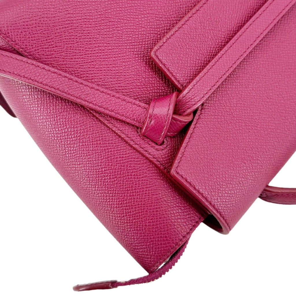 CELINE Micro Belt Grained Calfskin Leather Shoulder Bag Burgundy