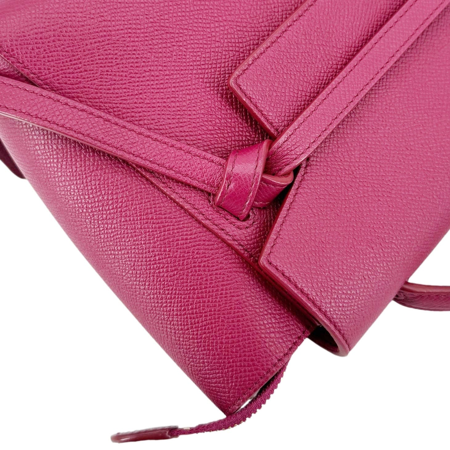 CELINE Micro Belt Grained Calfskin Leather Shoulder Bag Burgundy