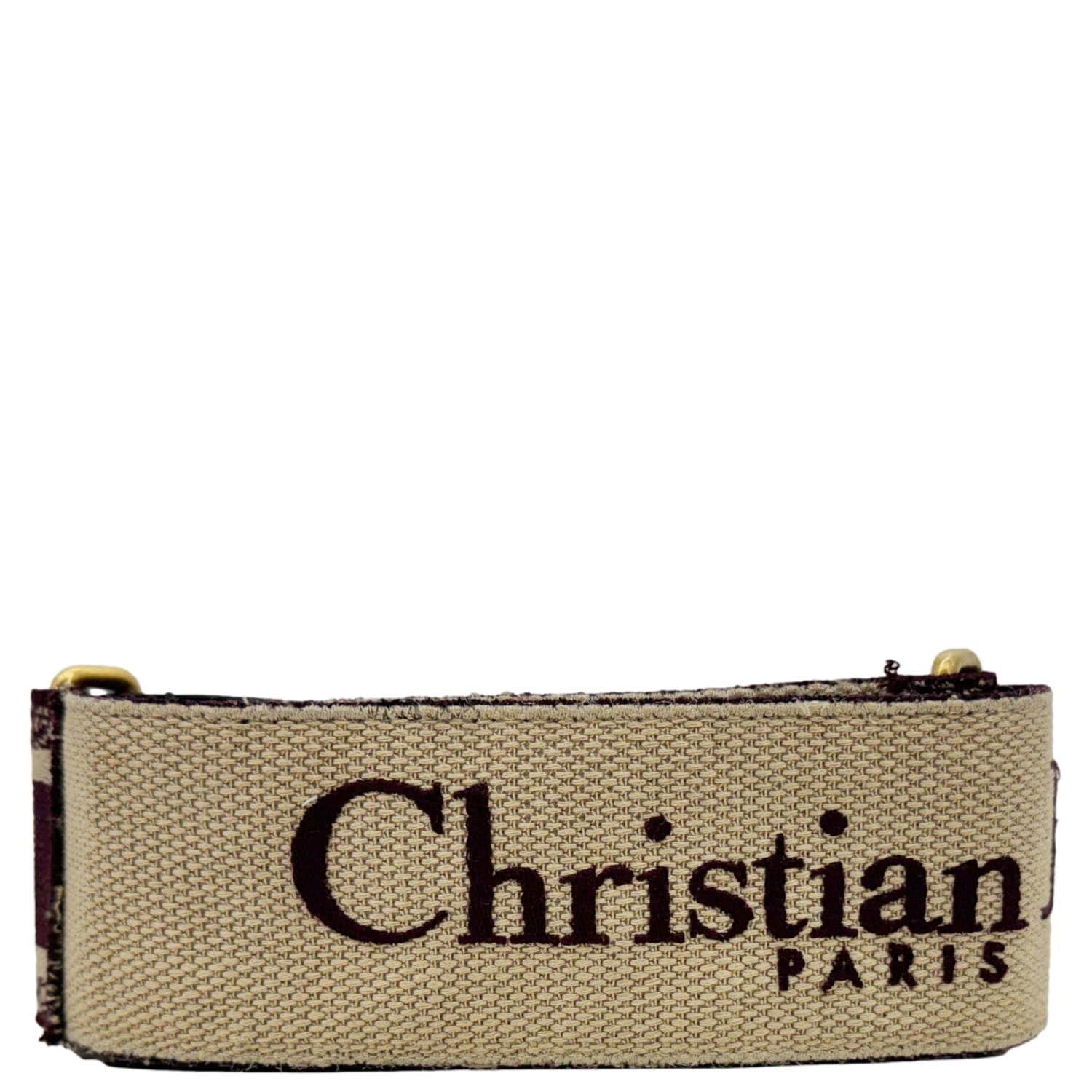 CHRISTIAN DIOR Embroidered Canvas Shoulder Strap Burgundy