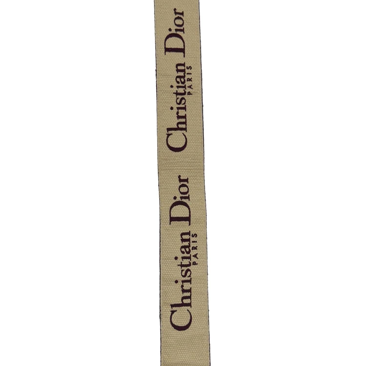 CHRISTIAN DIOR Embroidered Canvas Shoulder Strap Burgundy