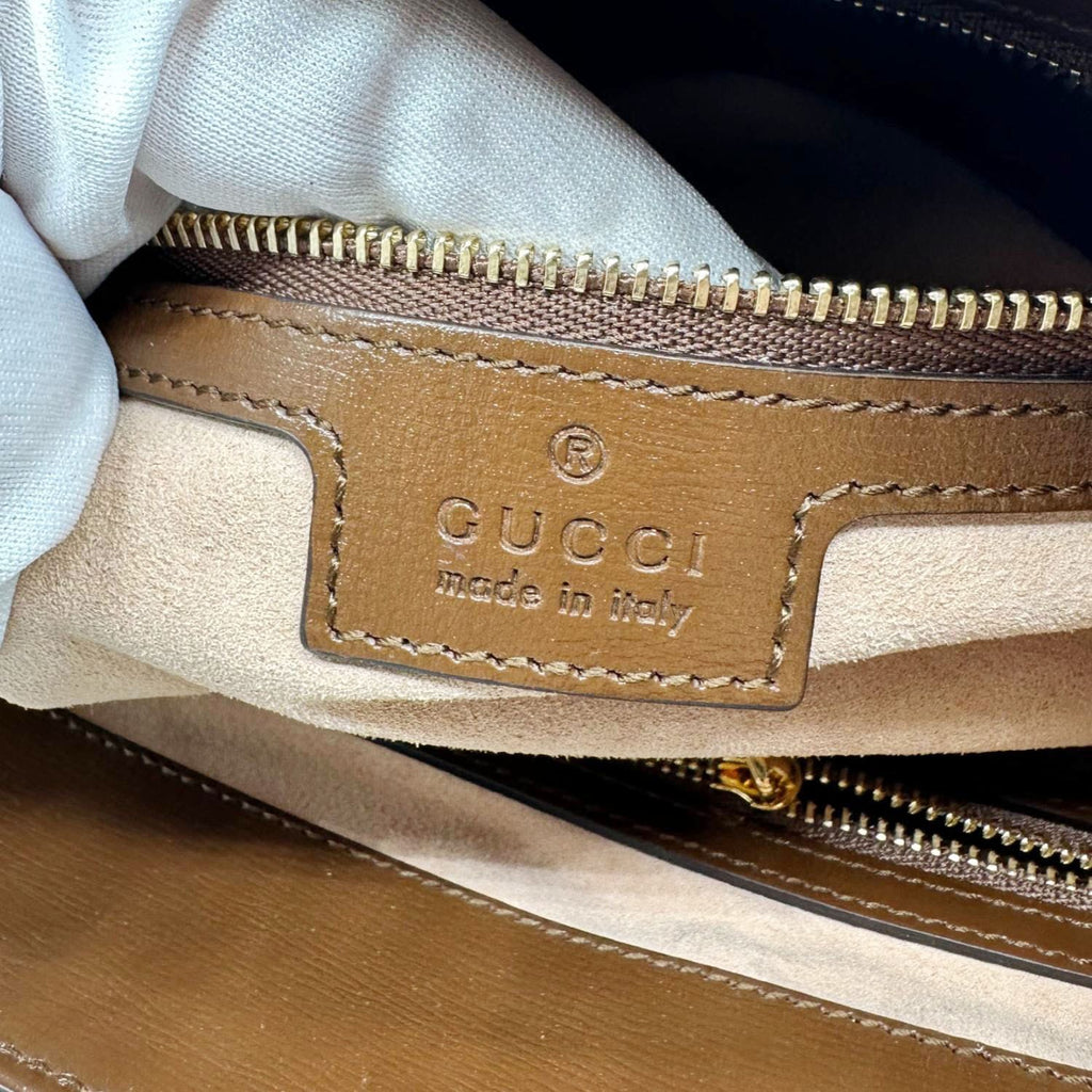 GUCCI Jackie 1961 Medium Web GG Supreme Canvas Tote Bag Beige 649016