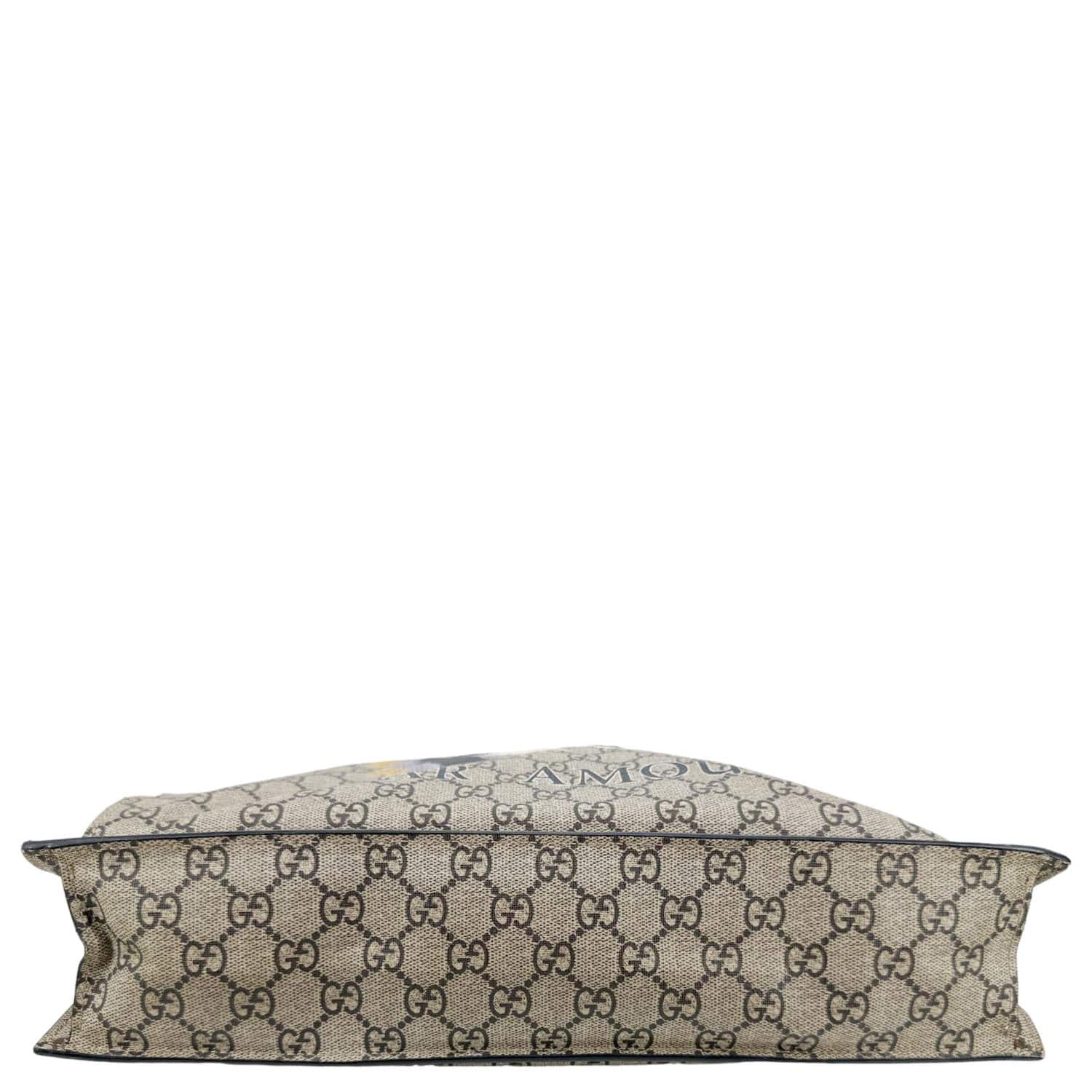 GUCCI L’Aveugle Par Amour Tiger Print GG Supreme Canvas Vertical Tote Bag Beige 450950