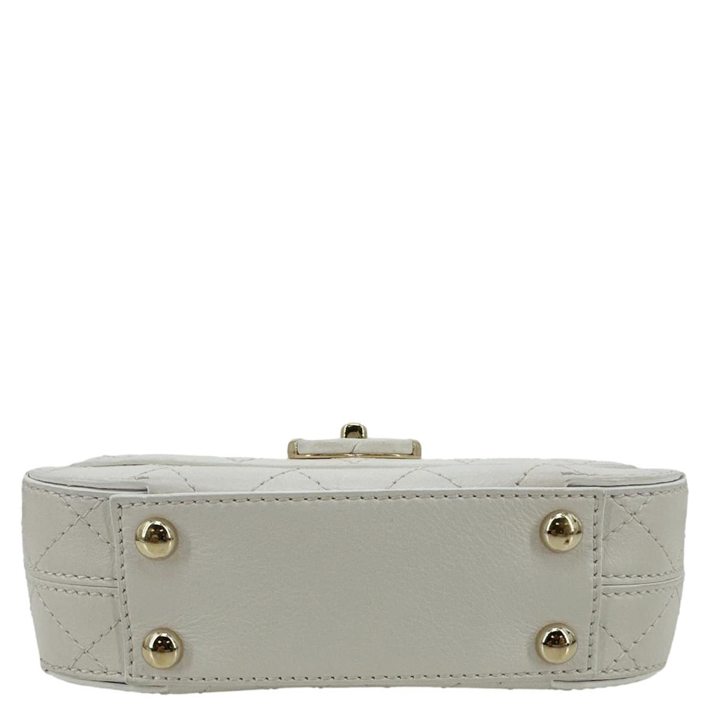 CHANEL Stitched Covered CC Flap Quilted Calfskin Leather Crossbody Bag White