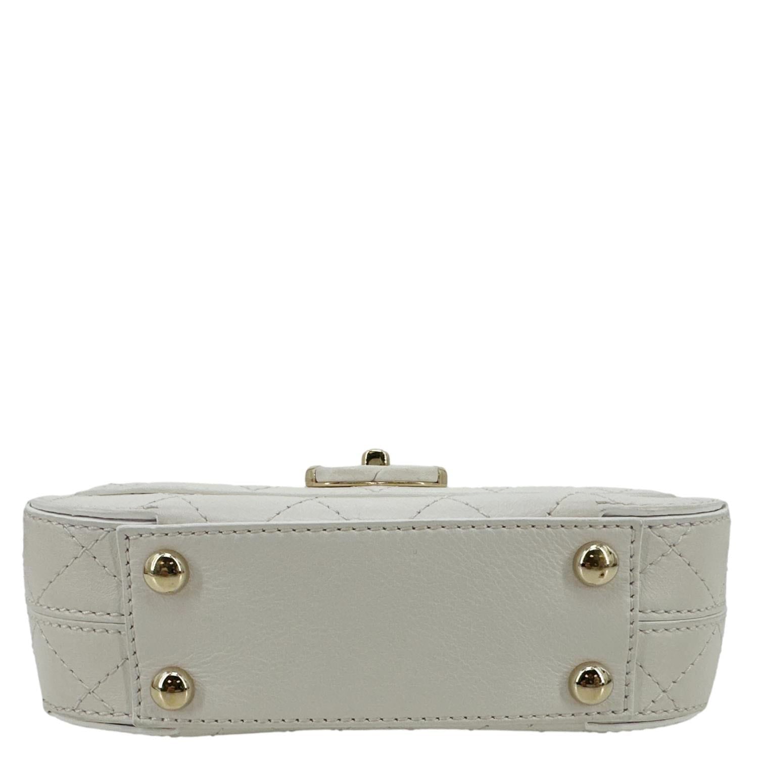 CHANEL Stitched Covered CC Flap Quilted Calfskin Leather Crossbody Bag White