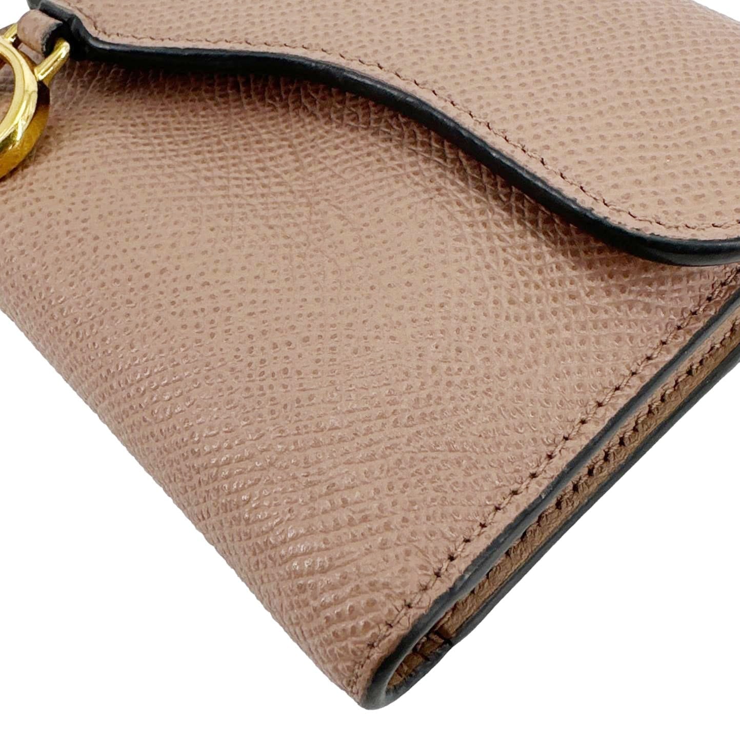 CHRISTIAN DIOR Saddle Lotus Leather Wallet Tan