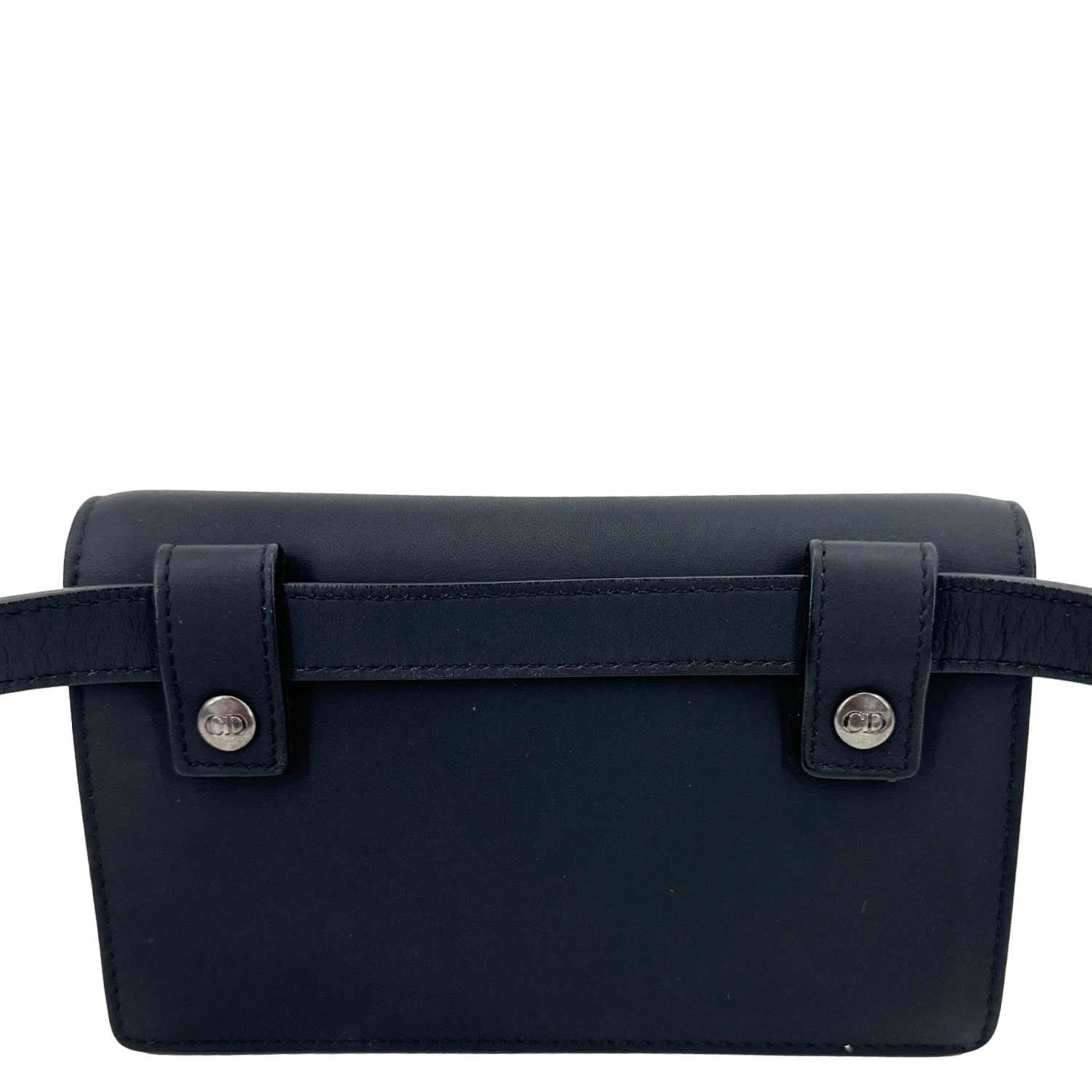 CHRISTIAN DIOR Saddle Ultra Matte Calfskin Leather Belt Pouch Black