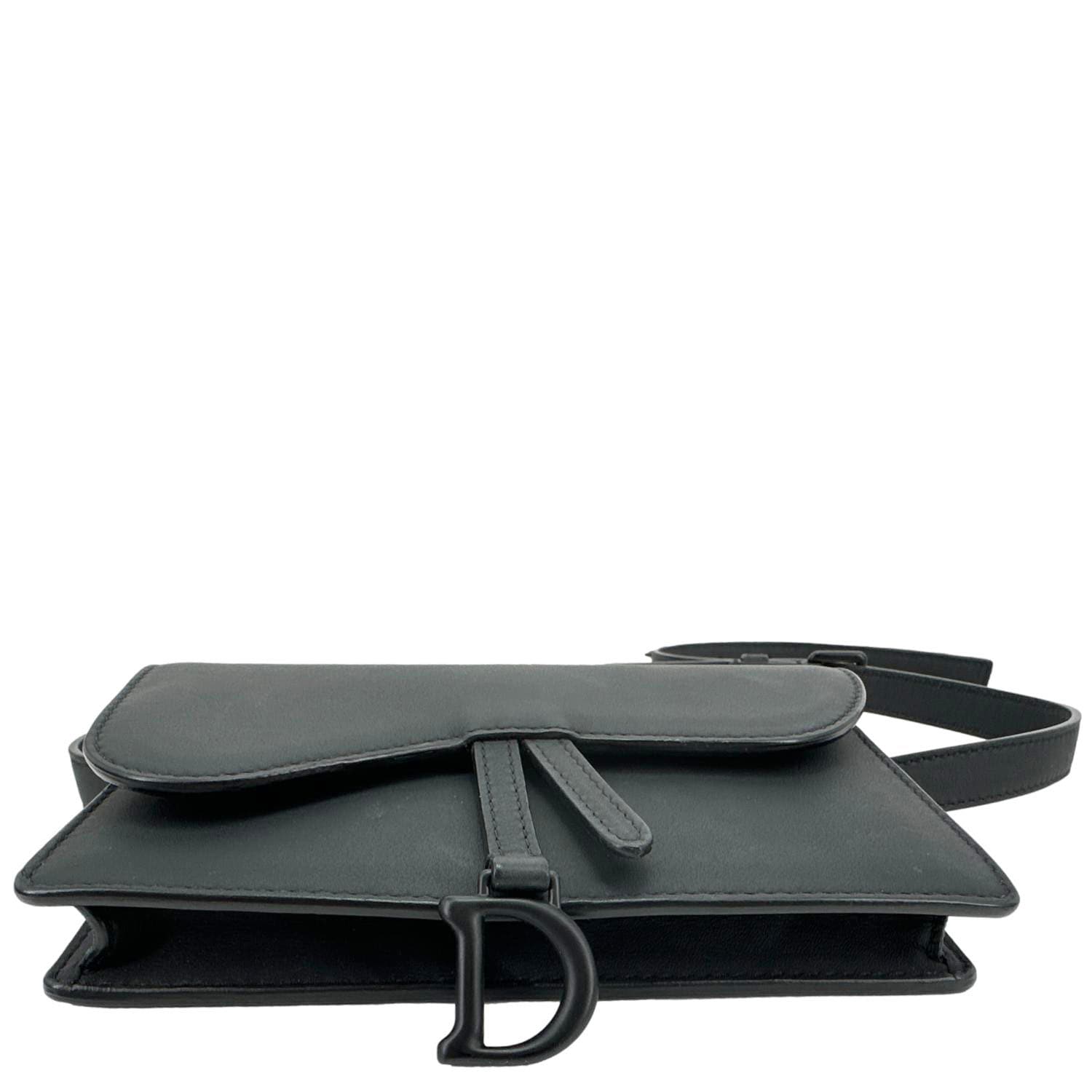 CHRISTIAN DIOR Saddle Ultra Matte Calfskin Leather Belt Pouch Black