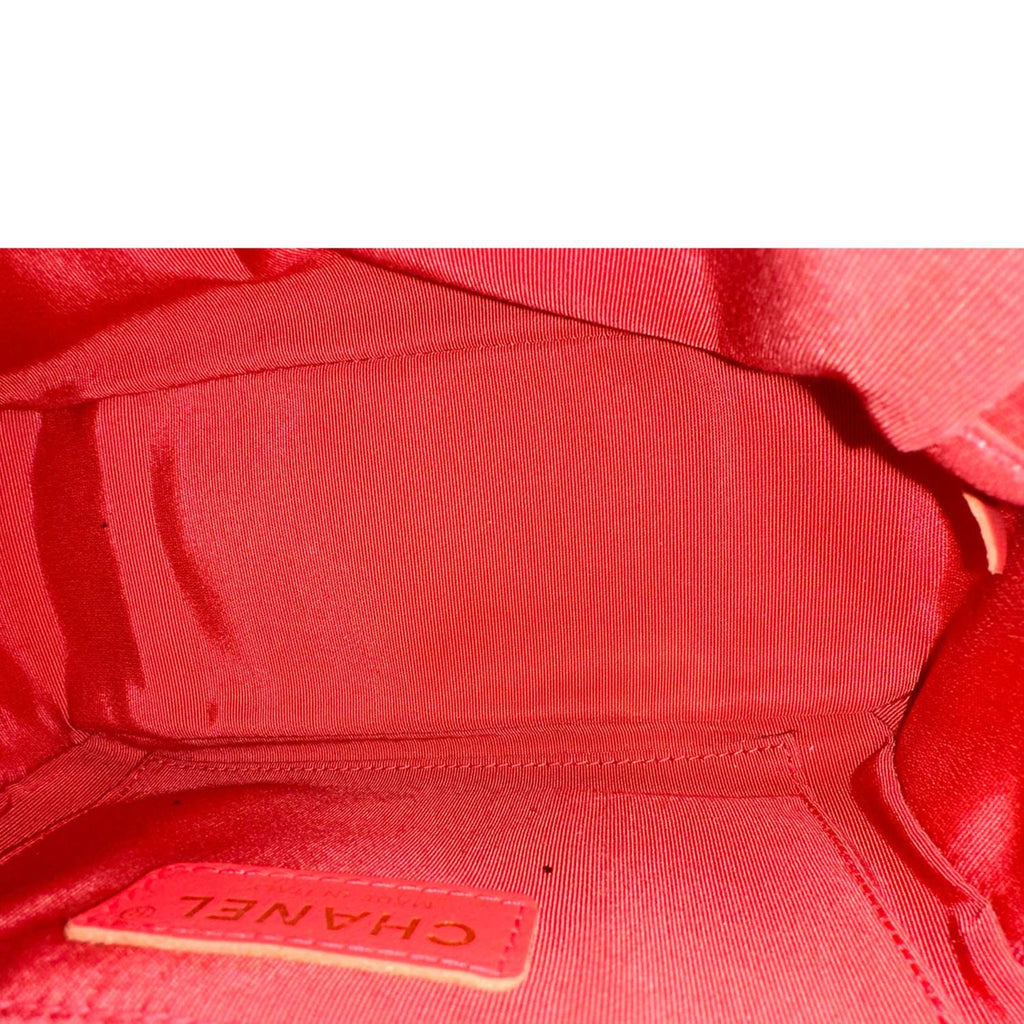 CHANEL Studded Beauty Begins Quilted Lambskin Leather Camera Case Red