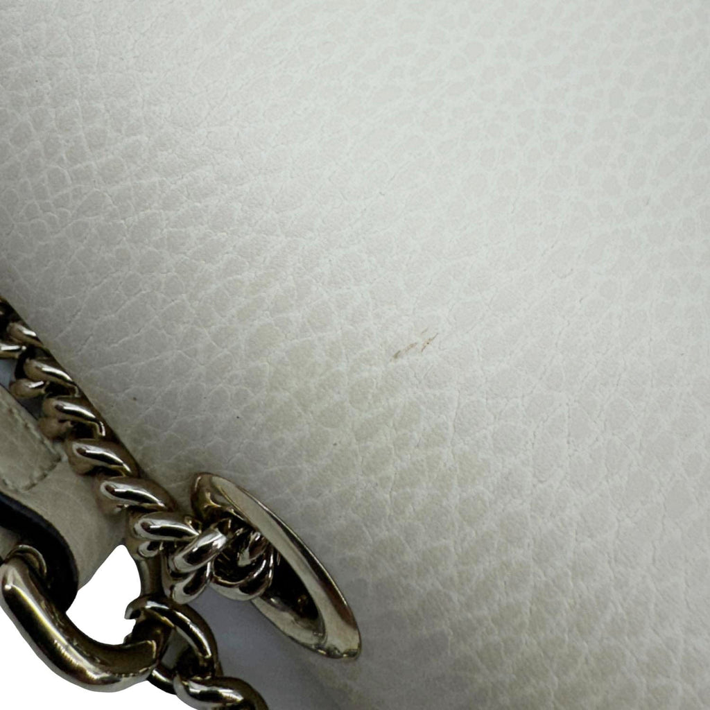 GUCCI Interlocking G Dollar Calfskin Top Handle Crossbody Bag Off White 510303