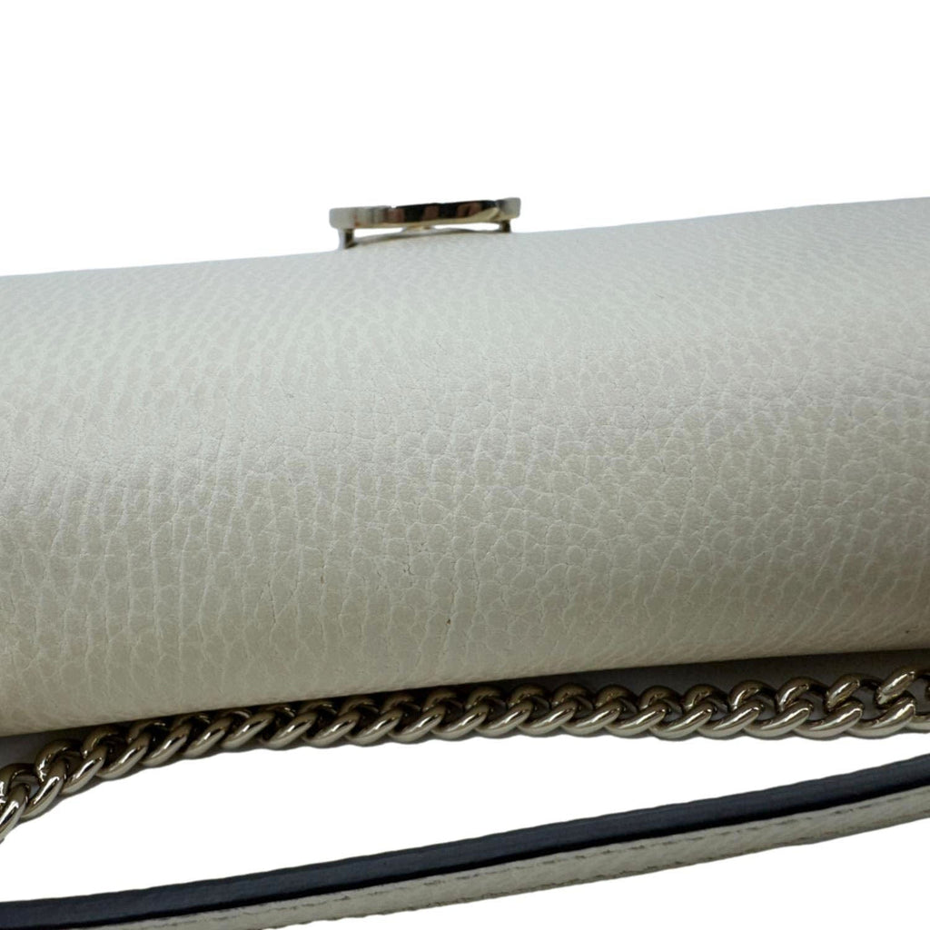GUCCI Interlocking G Dollar Calfskin Top Handle Crossbody Bag Off White 510303