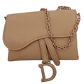CHRISTIAN DIOR Nano Saddle Ultra Matte Calfskin Leather Chain Pouch Pink