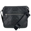 GUCCI GG Signature Leather Messenger Bag Black 406410