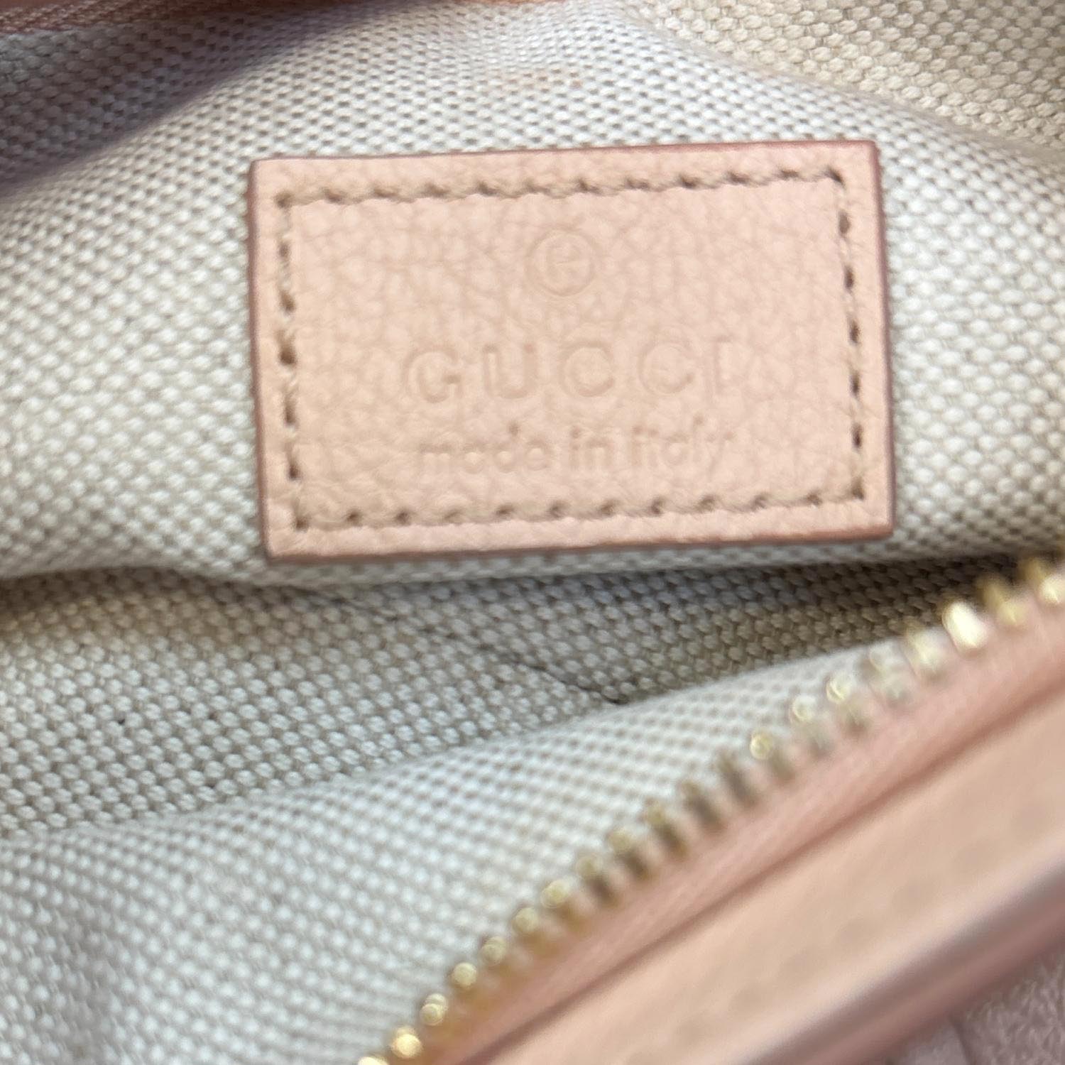 GUCCI GG Emblem Small Embossed Leather Shoulder Bag Pink 815278