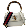GUCCI Bamboo Web Medium Printed Leather Top Handle Shoulder Bag Off White 495880