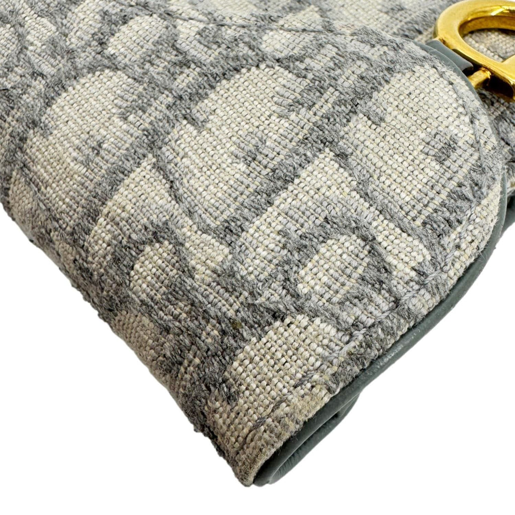 CHRISTIAN DIOR Saddle Oblique Canvas Card Holder Gray