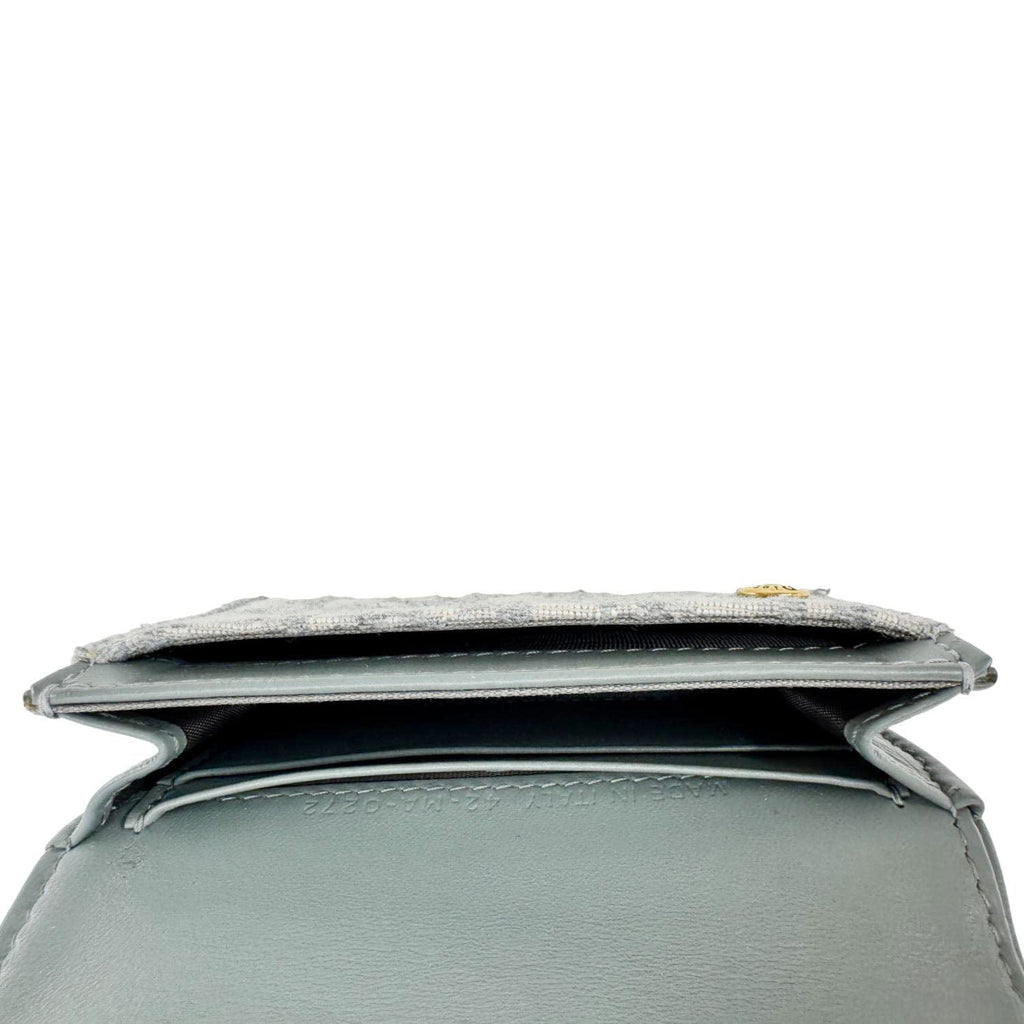 CHRISTIAN DIOR Saddle Oblique Canvas Card Holder Gray