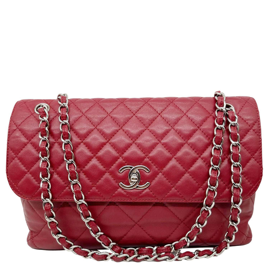 CHANEL Business Flap Quilted Calfskin Leather Crossbody Bag Red