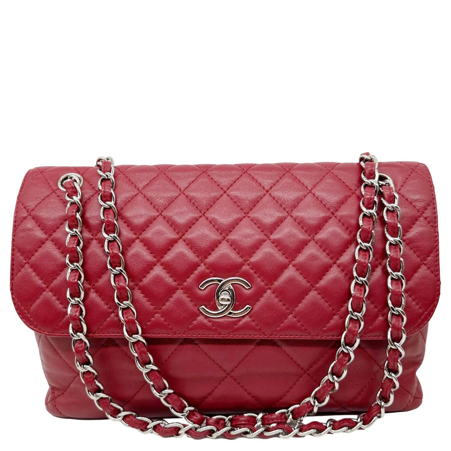 CHANEL Business Flap Quilted Calfskin Leather Crossbody Bag Red