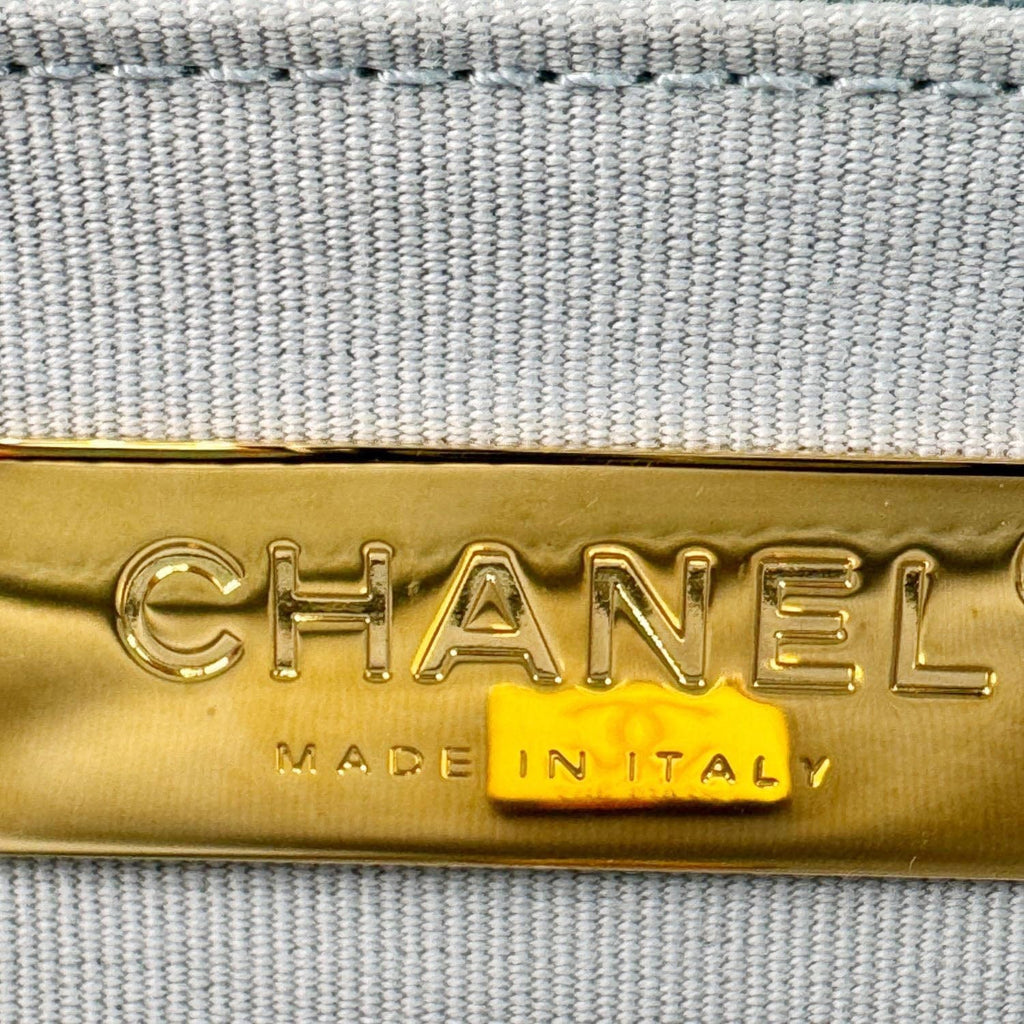 CHANEL 19 Flap Medium Quilted Corduroy Shoulder Bag Light Blue