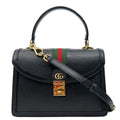 GUCCI Ophidia Calfskin Leather Top Handle Shoulder Bag Black 651055