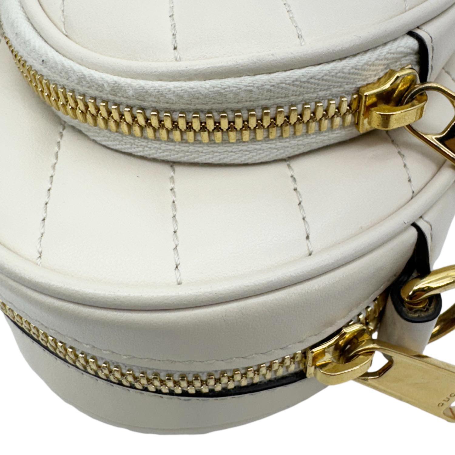 GUCCI Heart Mini Interlocking G Diagonal Matelasse Leather Shoulder Bag Off White 751628