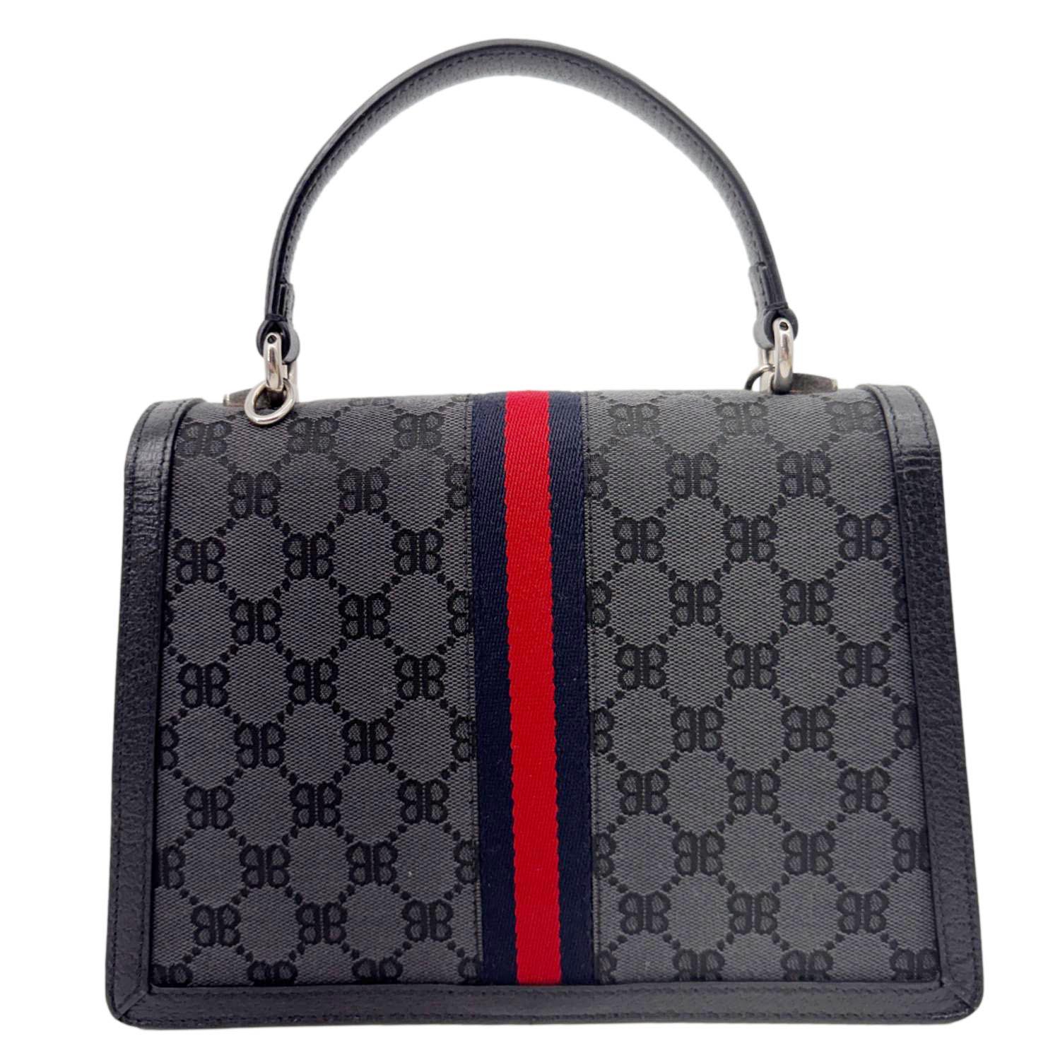 GUCCI X BALENCIAGA The Hacker Project BB Supreme Monogram Canvas Shoulder Bag Grey 680119