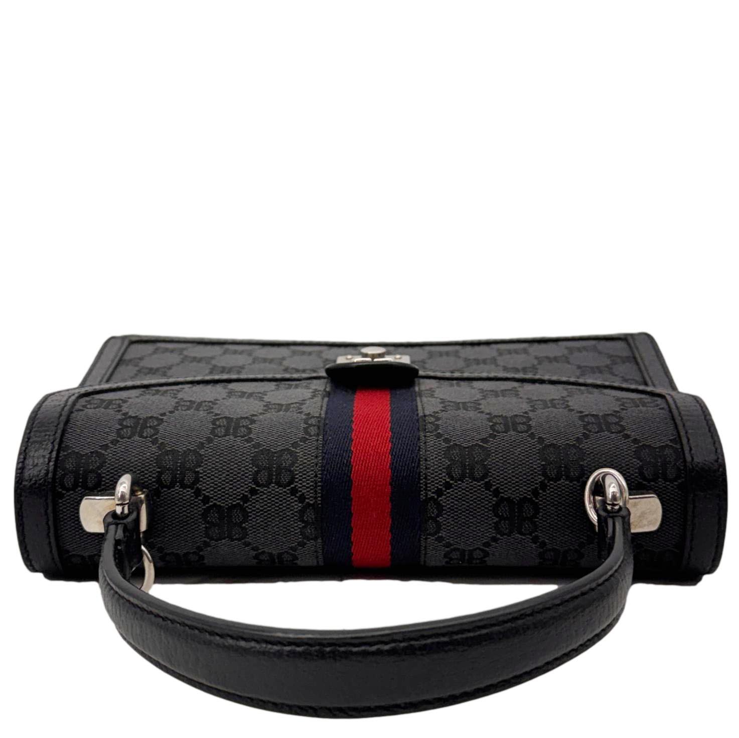 GUCCI X BALENCIAGA The Hacker Project BB Supreme Monogram Canvas Shoulder Bag Grey 680119