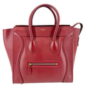 CELINE Luggage Leather Satchel Bag Burgundy