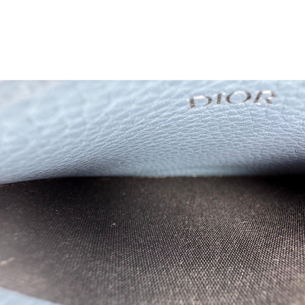 CHRISTIAN DIOR Leather Card Holder Blue
