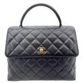 CHANEL Kelly Flap Small Quilted Caviar Leather Tote Bag Black