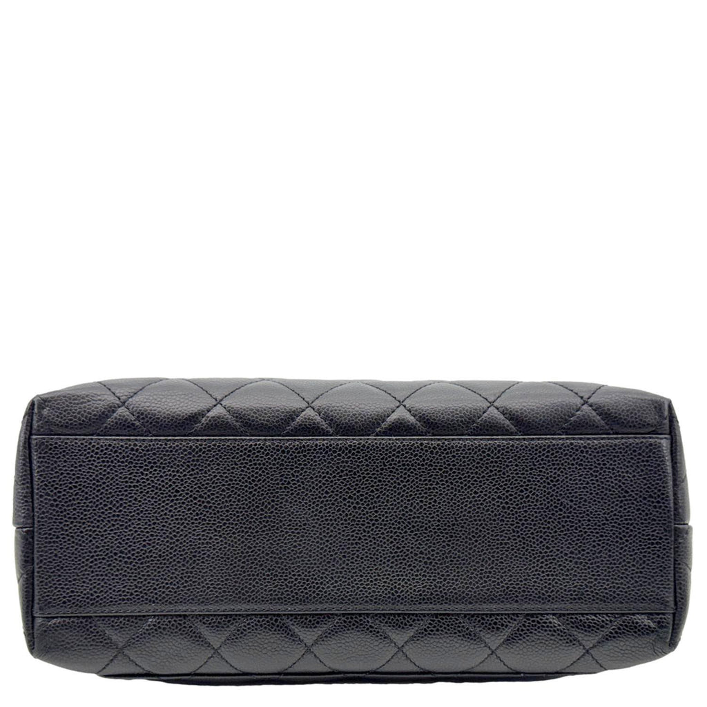CHANEL Kelly Flap Small Quilted Caviar Leather Tote Bag Black