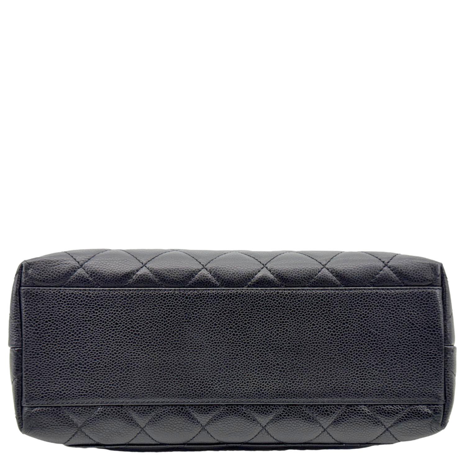 CHANEL Kelly Flap Small Quilted Caviar Leather Tote Bag Black